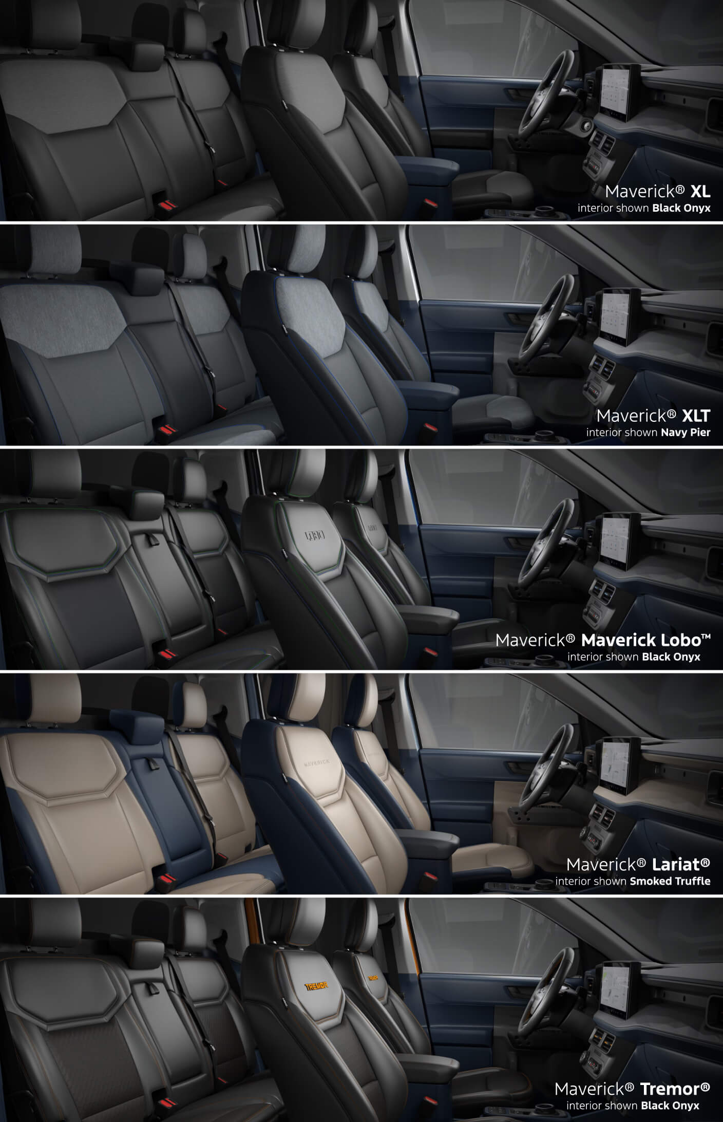 Ford Maverick Interior by Trim Level
