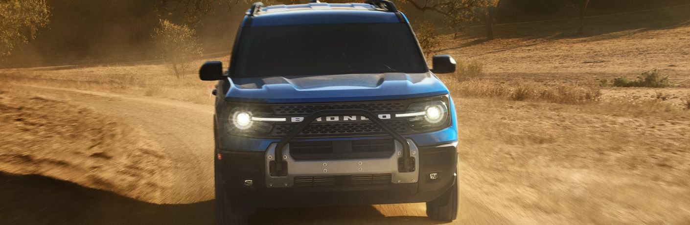 Blue 2026 Ford Bronco Sport on a Dirt Road