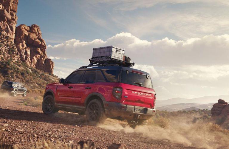 Red 2026 Ford Bronco Sport Rear Exterior On Trail