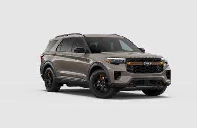 2026 Ford Explorer Tremor Marsh Gray Exterior on White Background