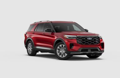 2026 Ford Explorer Rapid Red Metallic Exterior on White Background
