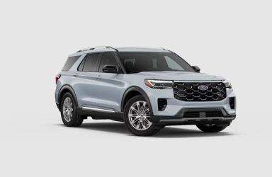 2026 Ford Explorer Space White Metallic Exterior on White Background