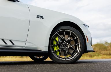 White 2026 Ford Mustang RTR with Anodized Wheels and Hyper Lime Brake Calipers