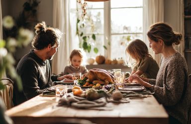 Family Eating Thanksgiving Dinner