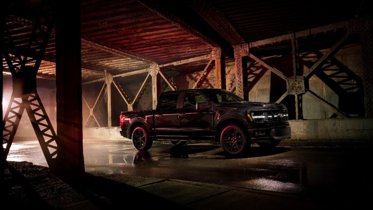 Black 2025 Ford F-150 Lobo Under a Bridge