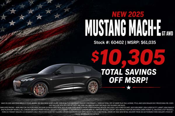 Save on Mach-E at Butler Ford.