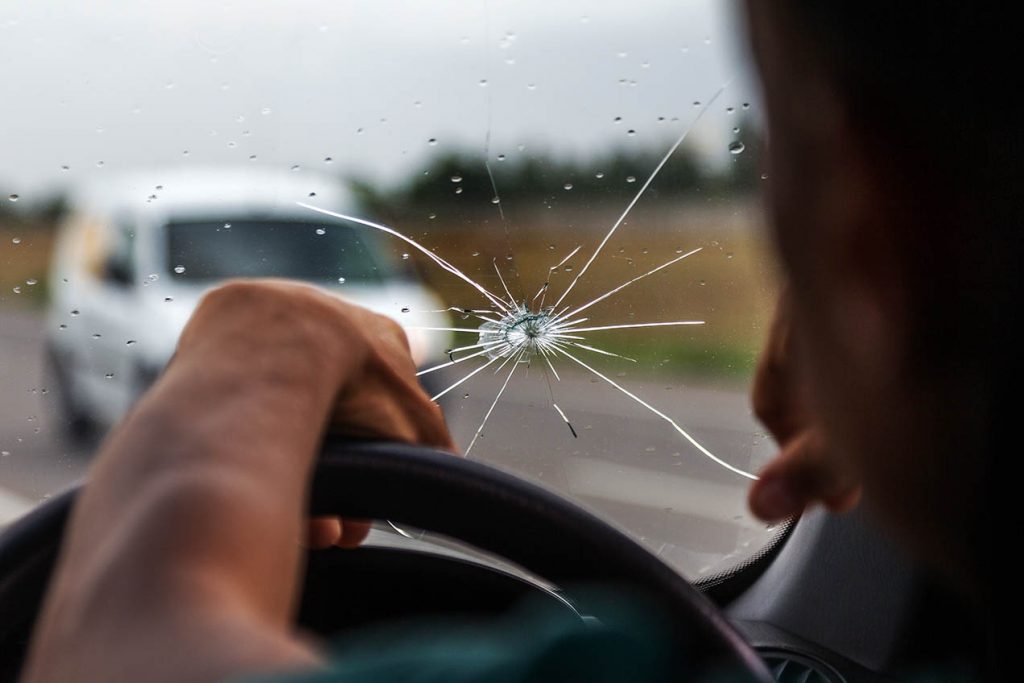 Broken Windshield Of A Car.