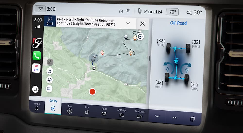 Map infotainment screen in a 2026 Ford Bronco