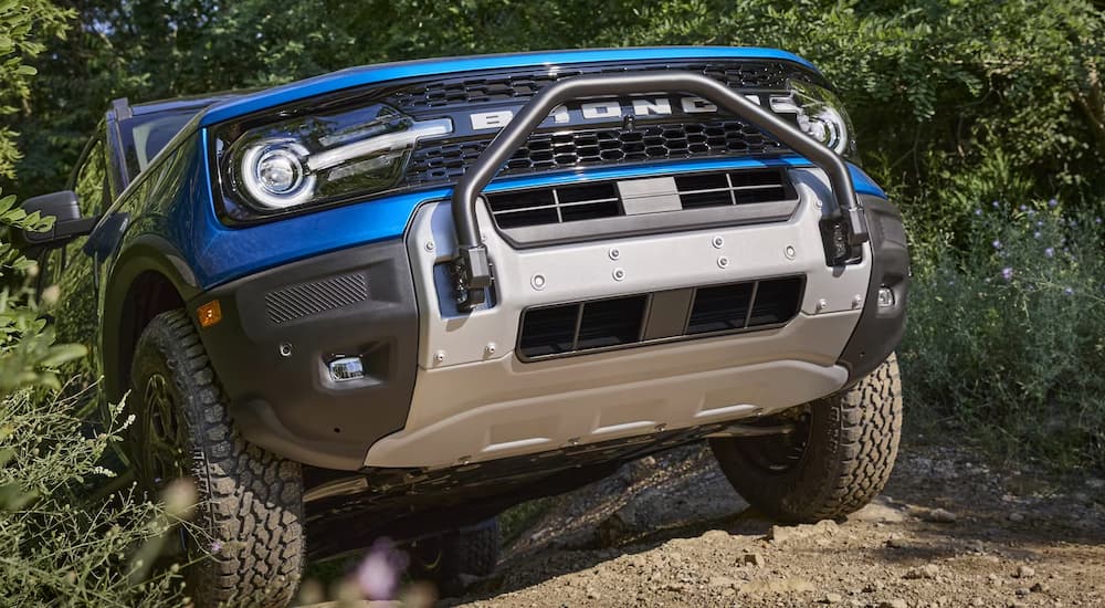 A blue 2026 Ford Bronco Sport off-roading