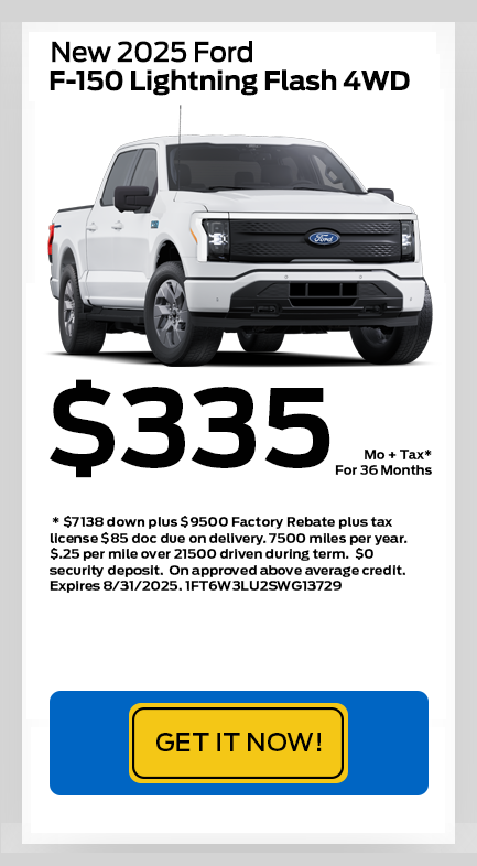 August 2025 F150 Lightning Flash 4wd Lease Special