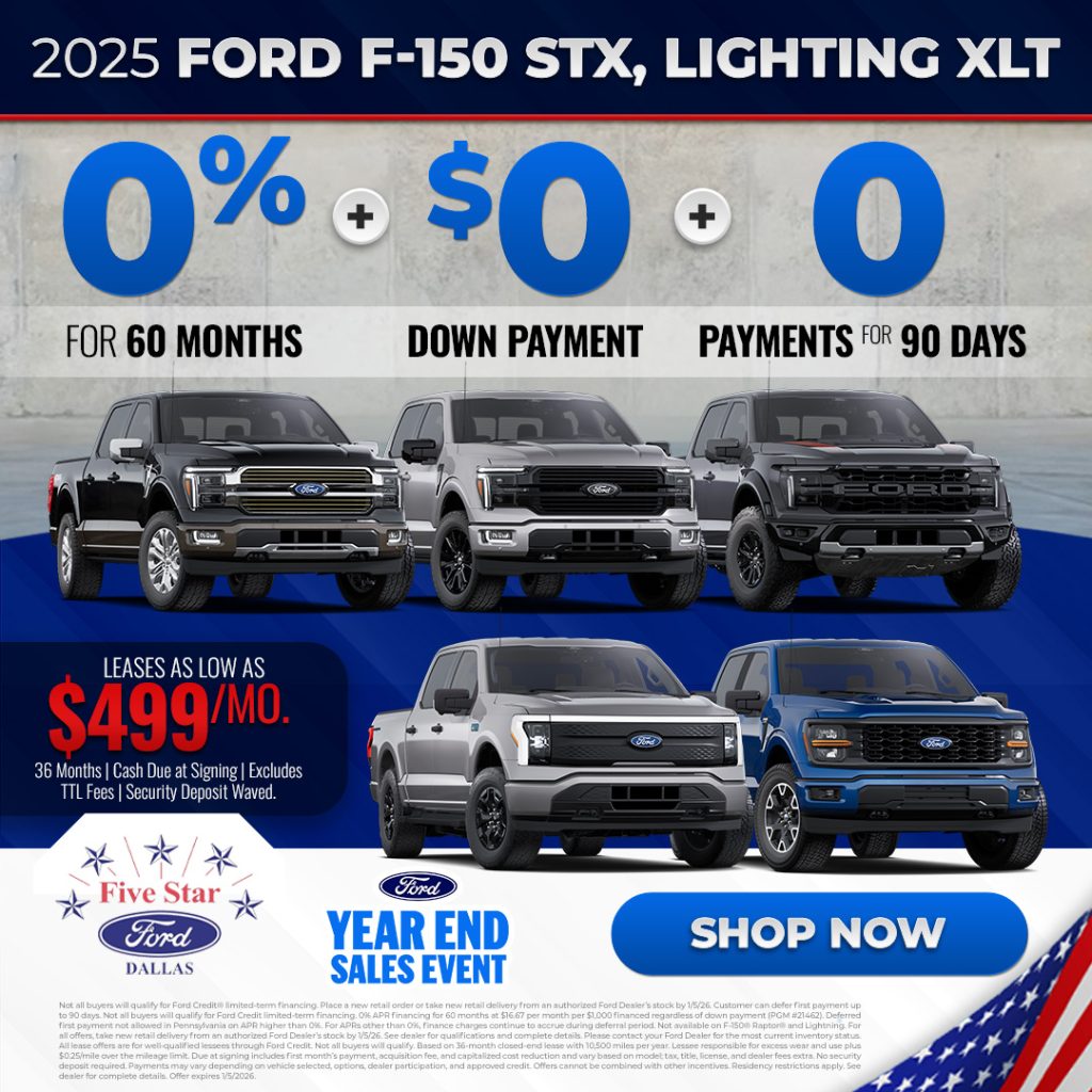 Year End Sales Event on 2025 F150 Trucks at Five Star Ford of Dallas, TX