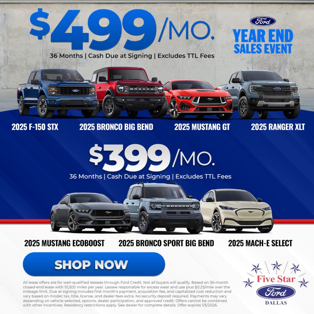2025 Ford Lease Specials on New Vehicles - Year End Sales Event Special at Five Star Ford Dallas, TX