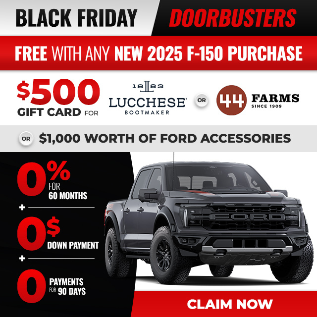 Black Friday Door Busters including $500 Gift Cards when you buy from Five Star Ford Dallas in Texas