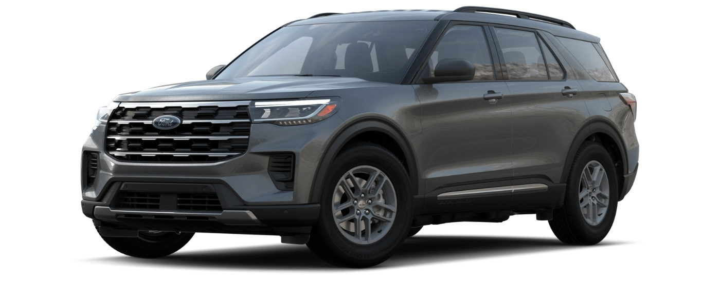 A grey 2025 Ford Explorer Active angled left.