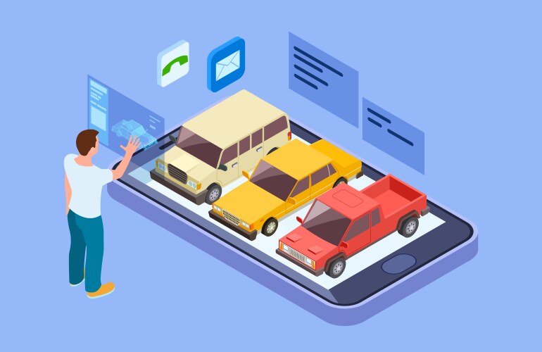 Rent Car Online Isometric Buy Vector 26735721
