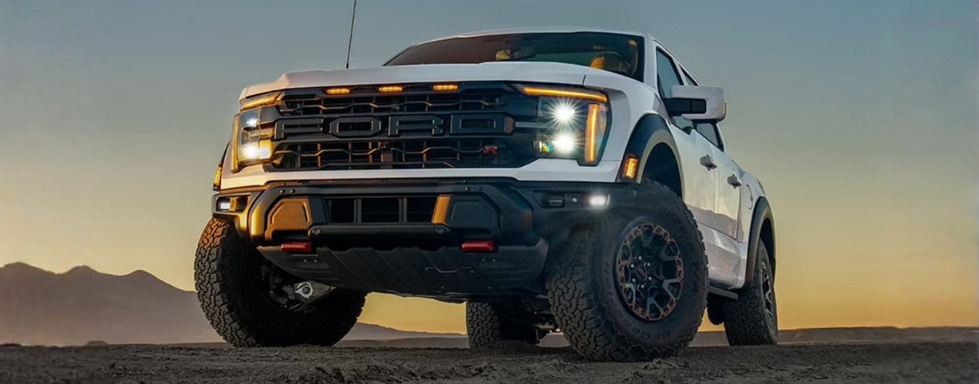 White 2026 Ford F-150 Raptor R parked at dusk