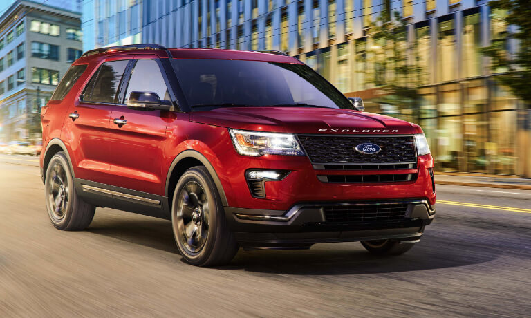 2019 Ford Explorer Driving City Street at Night